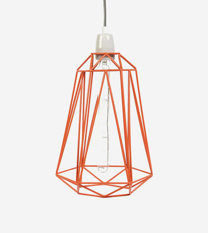 Filament Style - Suspension-Filament Style-DIAMOND 5 - Suspension Orange câble Gris Ø18cm | L